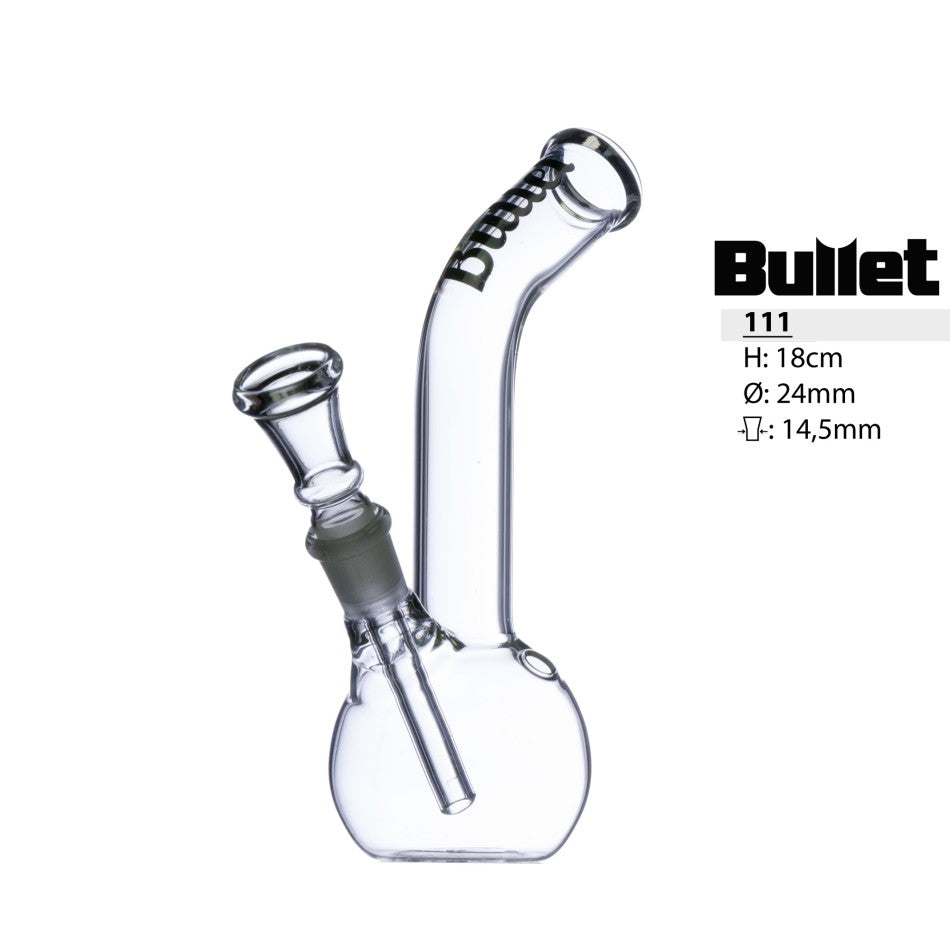 Glasbong von Bullet mit Maßen
