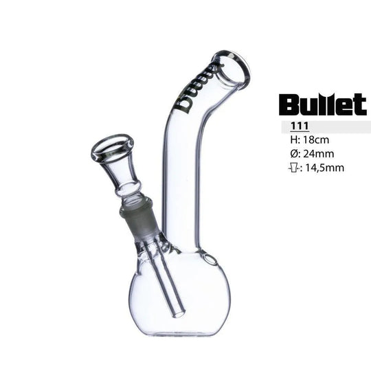 Bullet Glass Bong mit gebogenem Mundstück H: 18cm