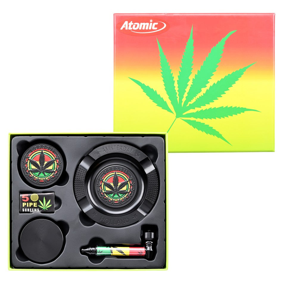 "Atomic" Set mit Grinder und Pfeife im Boxdesign