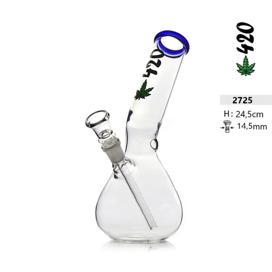 Glasbong 420 – Blaues Mundstück 24,5 cm
