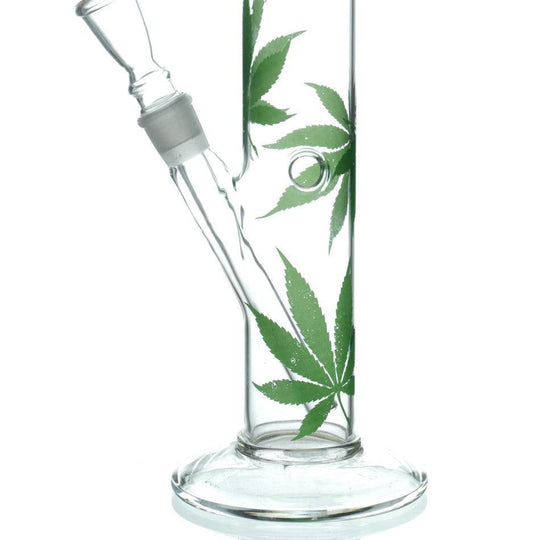 Abstraktes Design mit Cannabisblatt und intensiven Farben.