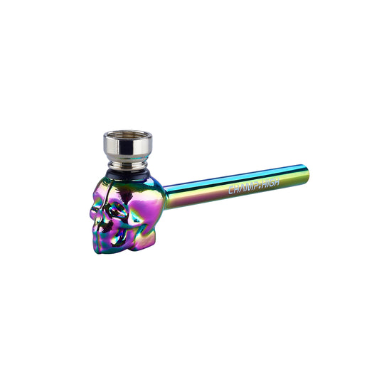 Regenbogenfarbene Totenkopf-Pfeife mit Metallkopf
