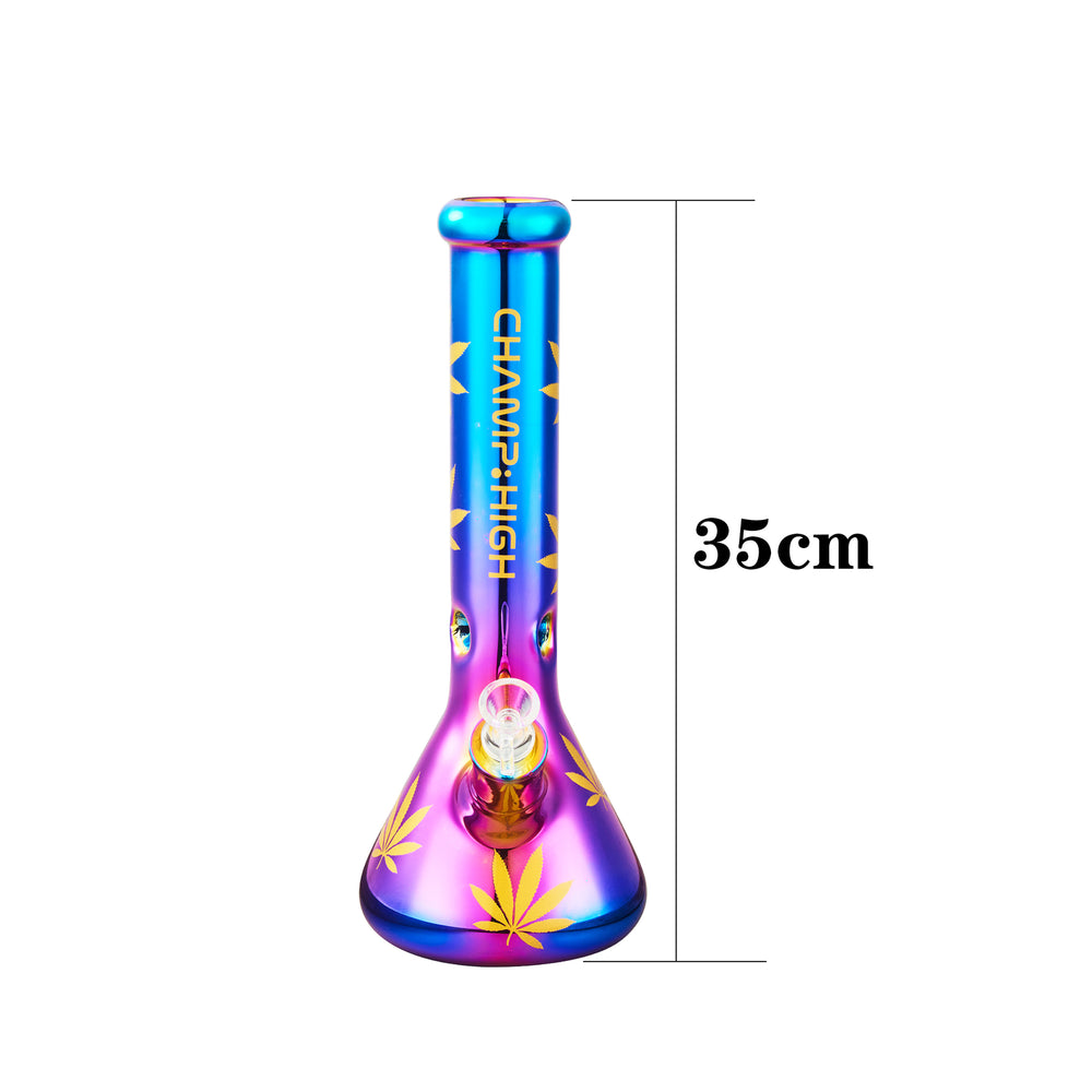 Bunte Glasbong mit Cannabisblatt-Design