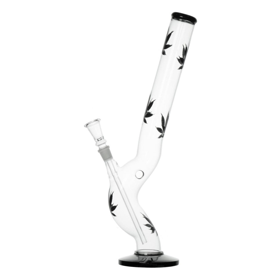 Bong aus grünem Glas mit konischem Rohr.