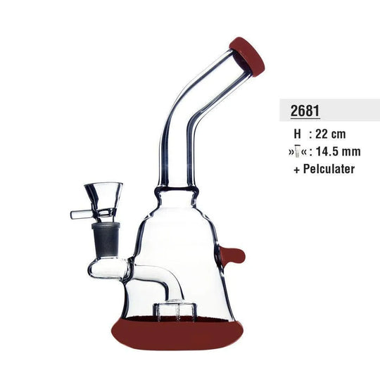Glas Bong gebogen rot 22cm