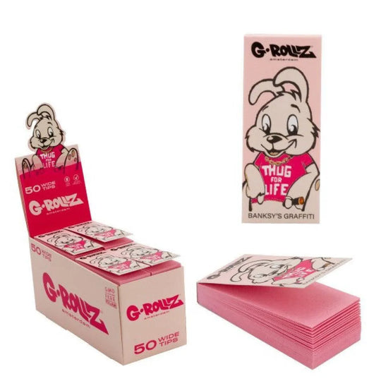 G-ROLLZ Banksy's Graffiti 'Thug for Life' PINK Filter Tips 50x