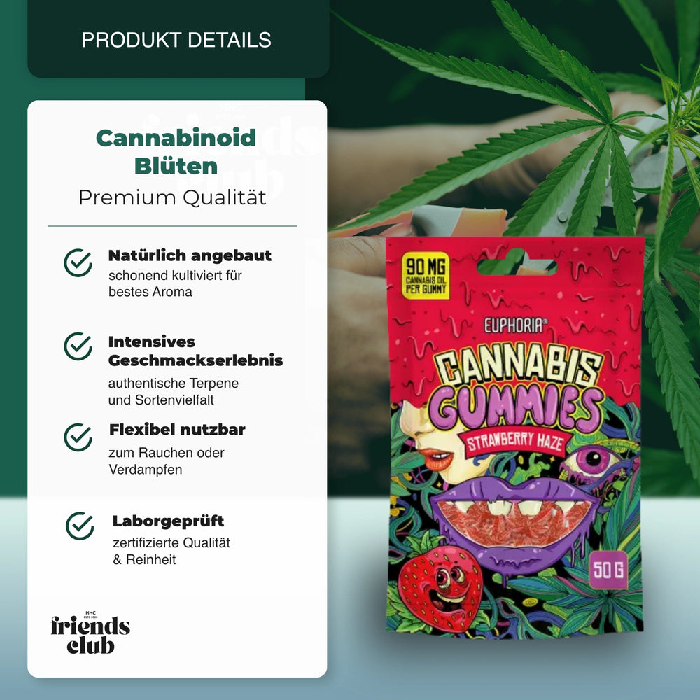 Euphoria Cannabis Gummies Strawberry Haze (50g) - hhcfriends