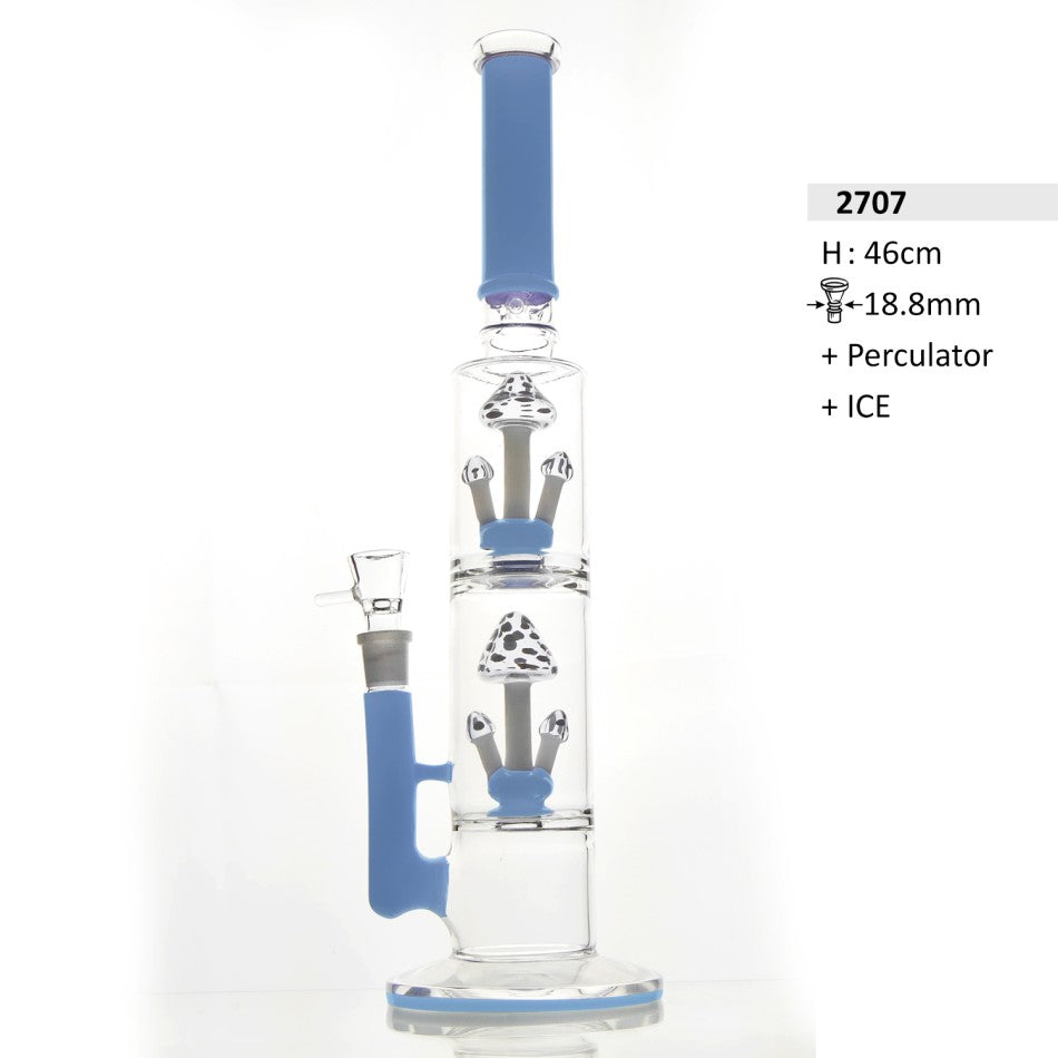 Blauer Perkolator-Bong mit Ice-Feature