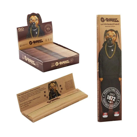 G-Rollz Pets Rock 'Rap' - Unbleached - 50 King Size Slim Papers