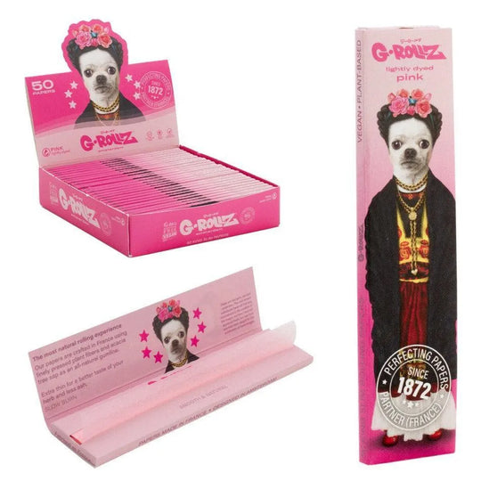 G-Rollz Pets Rock 'Mexico' - Lightly Dyed Pink - 50 King Size Slim Papers