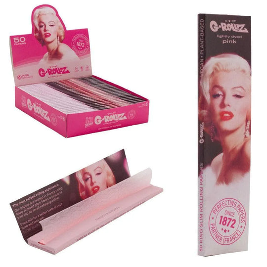 G-Rollz 'Fabulous Face' Pink - 50 King Size Slim Papers