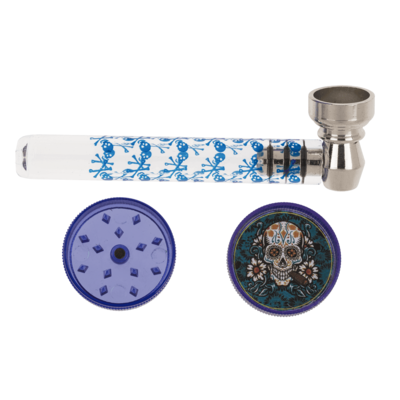 Glaspfeife mit Metallkopf, inklusive Grinder