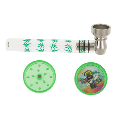 Glaspfeife mit Metallkopf, inklusive Grinder